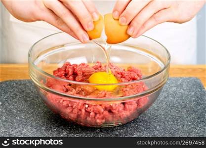 Cooking with egg and ground beef