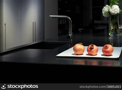 Cool and Classy, Modern and Stylish Kitchen with Black Granite Stone Worktop