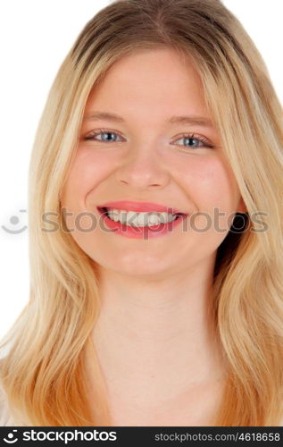 Cool blonde girl isolated on a white background