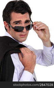 Cool businessman wearing sunglasses