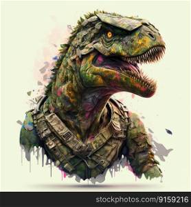 Cool dinosaur illustration generative AI