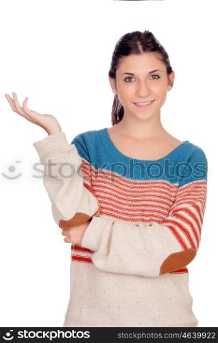 Cool doubtful woman isolated on a white background
