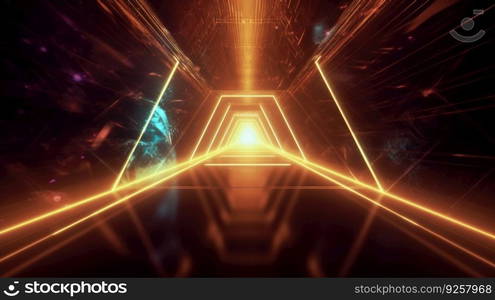 Cool futuristic abstract background with shining neon light. Generative AI AIG21.