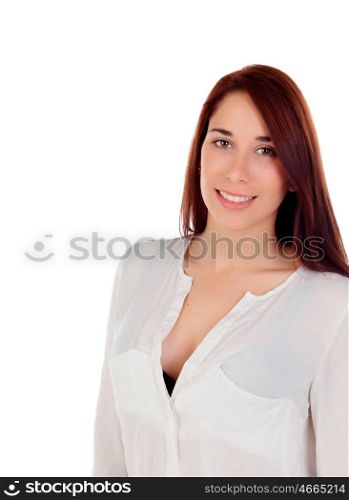 Cool girl looking at camera isolated on a white background