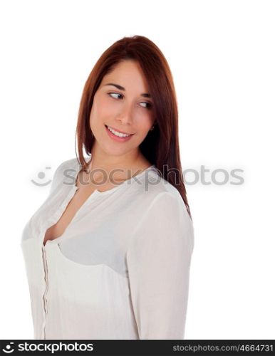 Cool girl looking at side isolated on a white background