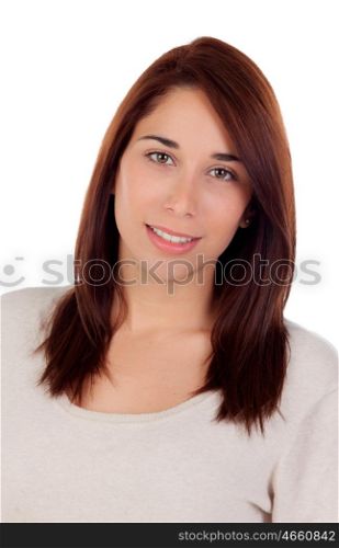 Cool girl with a beautiful smile isolated on a white background