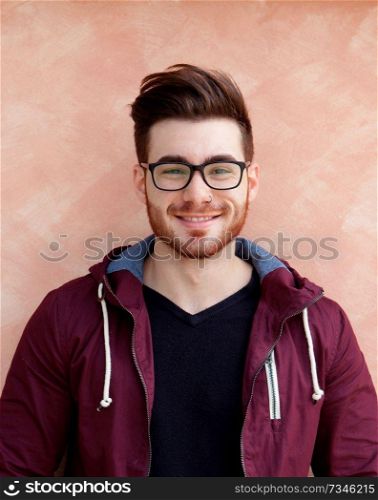 Cool handsome guy with beard and glasses