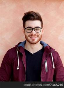 Cool handsome guy with beard and glasses