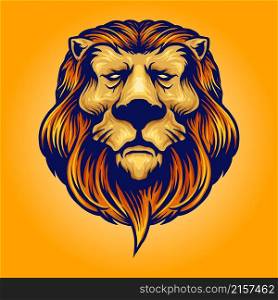 Cool Head Lion Logo Vector illustrations for your work Logo, mascot merchandise t-shirt, stickers and Label designs, poster, greeting cards advertising business company or brands.