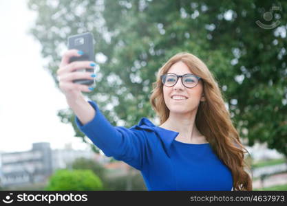 Cool pretty woman by becoming a photo with the phone