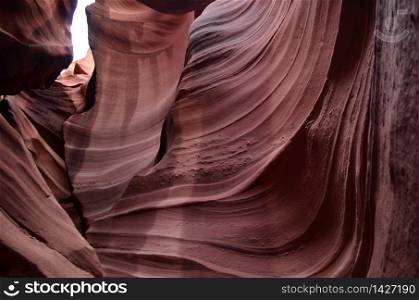 Cool ridges in the walls of Upper Antelope Canyon in Arizona.