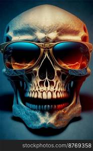 Cool skull with charismatic sunglasses 3d illustrated