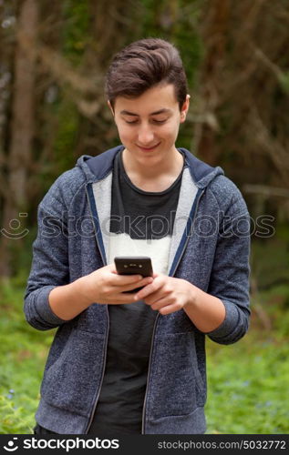 Cool teenager with fifty years old and a mobile on the street