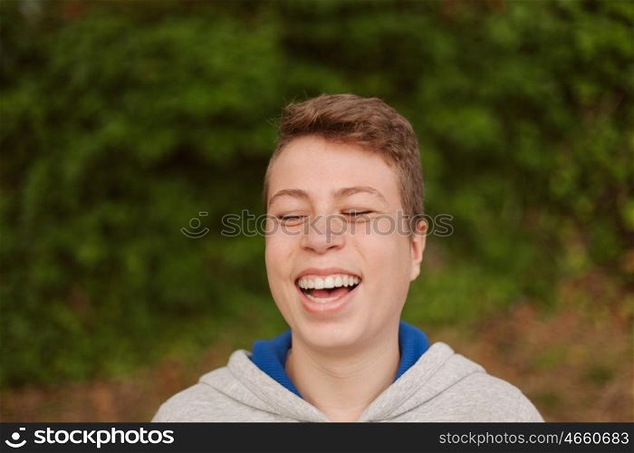 Cool teenager with fifty years old outside laughing