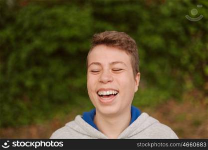 Cool teenager with fifty years old outside laughing