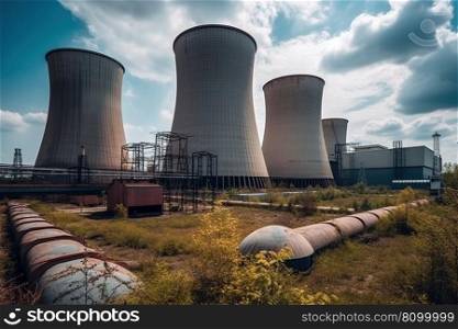 cooling towers of nuclear power plant created by generative AI 