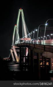 Cooper River Bridge at night Charleston South Carolina