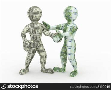 Cooperation euro and dollar. Conceptual image.