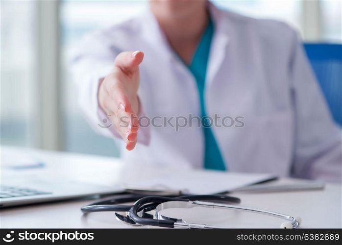 Cooperation with doctor in medical concept
