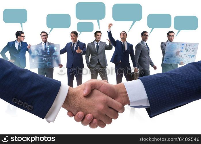 Cooperationa and teamwork concept with handshake