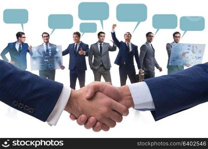 Cooperationa and teamwork concept with handshake