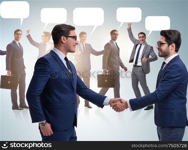 Cooperationa and teamwork concept with handshake. The cooperationa and teamwork concept with handshake