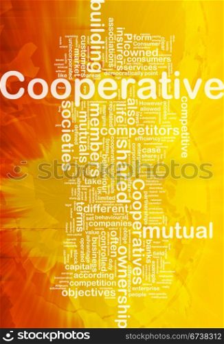 Cooperative background concept. Background concept wordcloud illustration of cooperative international
