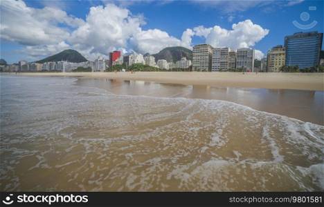 Copacabana is an elite beach in Rio de Janeiro. Brazil