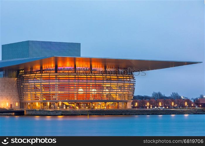 Copenhagen Opera House of Denmark at night twilight