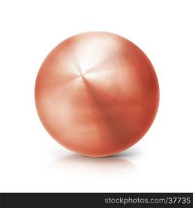 copper ball 3D illustration on white background