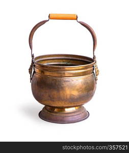 copper pot on white background isolated with clipping path