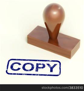 Copy Rubber Stamp Shows Duplicate Replicate Or Reproduce. Copy Rubber Stamp Shows Duplicate Replicate Or Reproduction