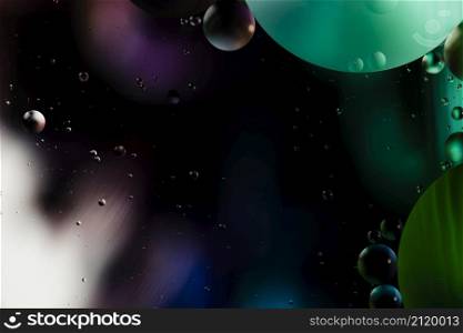 copy space black background with colourful bubbles