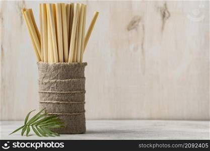 copy space eco friendly environment bamboo tube straws