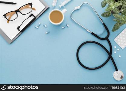 copy space glasses stethoscope. High resolution photo. copy space glasses stethoscope. High quality photo