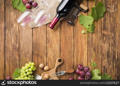 copy space grape vines wine