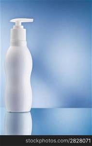 copy space image of round skincare spray bottle