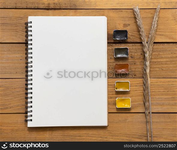 copy space notepad colors flat lay