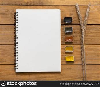 copy space notepad colors flat lay