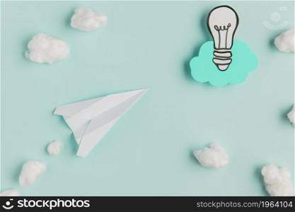 copy space paper light bulb airplane. High resolution photo. copy space paper light bulb airplane. High quality photo