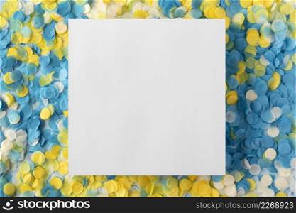 copy space white card confetti
