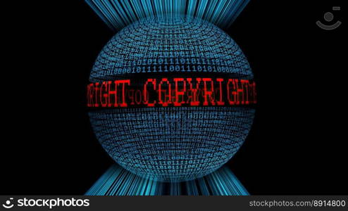 Copyright and binary data sphere concept Copyright and binary data sphere concept