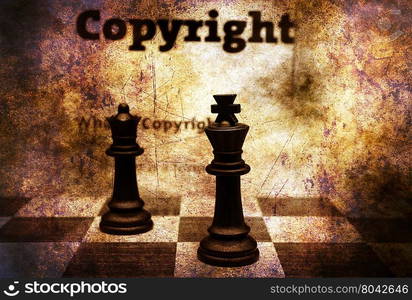 Copyright and chess grunge concept