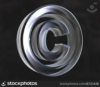 copyright symbol in transparent glass (3d made)