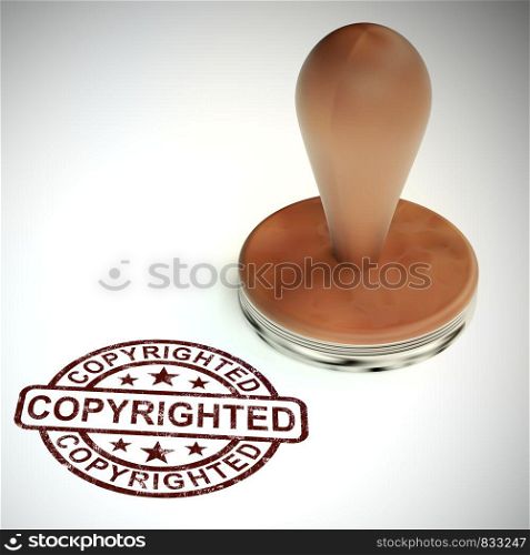 Copyrighted icon concept means protected and trademark property. Reserved rights under patent law - 3d illustration. Copyrighted Stamp Showing Patent Or Trademarks