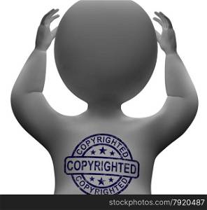 Copyrighted Stamp On Man Shows Patent Or Trademarks. Copyrighted Stamp On Man Showing Patent Or Trademarks