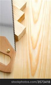 copyspace image handsaw and timber
