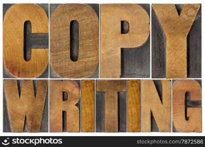 copywriting - isolated word in letterpress wood type printing blocks