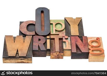 copywriting word - isolated text in mixed letterpress wood type printing blocks