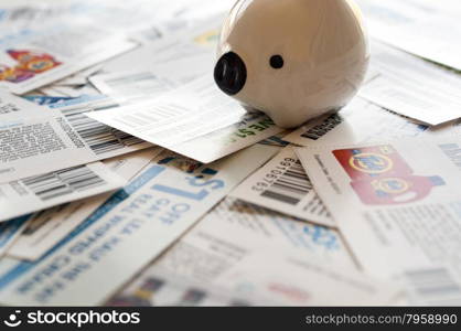 Coquitlam, BC Canada - November 11, 2014 : Abstract saving money concept. All coupons for Canadian store, they are issued by manufacturers of consumer packaged goods Canada.